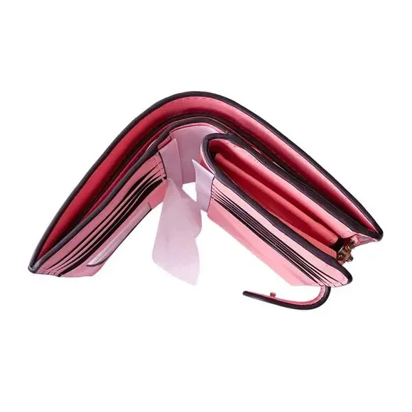 Kate Spade Leila Medium Compact Bifold Wallet Pebbled Leather Peachy Rose - Picture 4 of 12